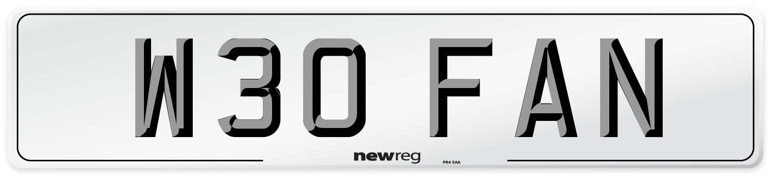 W30 FAN Number Plate from New Reg